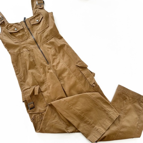 Urban Outfitters Veronica Jumpsuit Tan Utility Cargo Womens Small - Picture 4 of 9